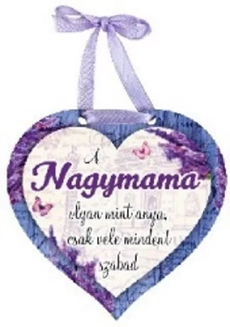 MÁGNES SZÍV ALAKÚ LEVENDULÁS 9X8CM "NAGYMAMA"