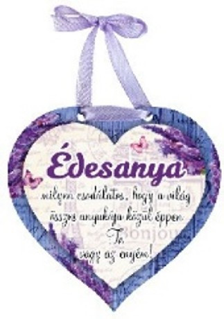 MÁGNES SZÍV ALAKÚ LEVENDULÁS 9X8CM "ÉDESANYA"