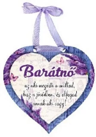MÁGNES SZÍV ALAKÚ LEVENDULÁS 9X8CM "BARÁTNŐ"