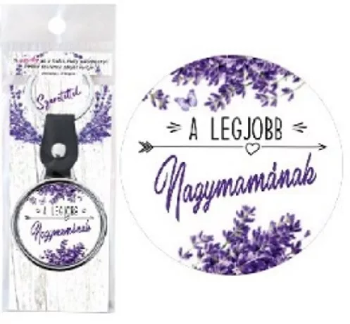 KULCSTARTÓ FÉM LEVENDULÁS "A LEGJOBB NAGYMAMÁNAK"