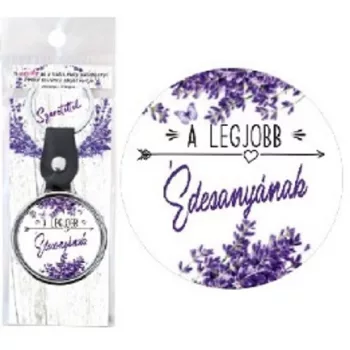   KULCSTARTÓ FÉM LEVENDULÁS "A LEGJOBB ÉDESANYÁNAK"