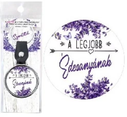 KULCSTARTÓ FÉM LEVENDULÁS "A LEGJOBB ÉDESANYÁNAK"