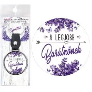   KULCSTARTÓ FÉM LEVENDULÁS "A LEGJOBB BARÁTNŐNEK"
