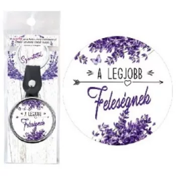   KULCSTARTÓ FÉM LEVENDULÁS "A LEGJOBB FELESÉGNEK"
