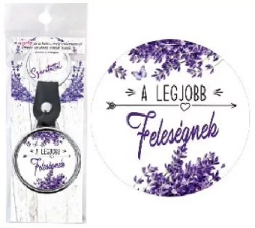 KULCSTARTÓ FÉM LEVENDULÁS "A LEGJOBB FELESÉGNEK"