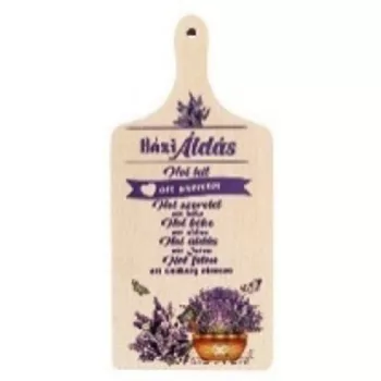   DEKOR VÁGÓDESZKA LEVENDULÁS 12X26CM "HÁZI ÁLDÁS"