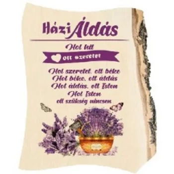   DEKOR FA TÁBLA LEVENDULÁS 21X28CM "HÁZI ÁLDÁS"