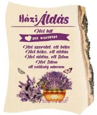 DEKOR FA TÁBLA LEVENDULÁS 21X28CM "HÁZI ÁLDÁS"