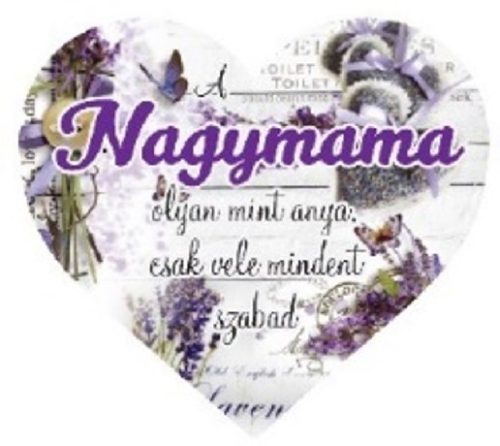 MÁGNES SZÍV ALAKÚ LEVENDULÁS 10X9CM "NAGYMAMA"