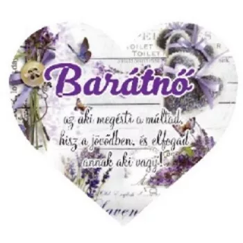   MÁGNES SZÍV ALAKÚ LEVENDULÁS 10X9CM "BARÁTNŐ"
