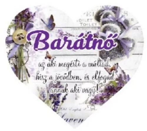 MÁGNES SZÍV ALAKÚ LEVENDULÁS 10X9CM "BARÁTNŐ"