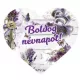 MÁGNES SZÍV ALAKÚ LEVENDULÁS 10X9CM "BOLDOG NÉVNAPOT"