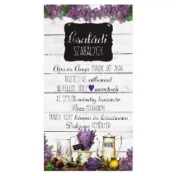   FALI TÁBLA LEVENDULÁS 26X48CM "CSALÁDI SZABÁLYOK"