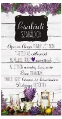 FALI TÁBLA LEVENDULÁS 26X48CM "CSALÁDI SZABÁLYOK"