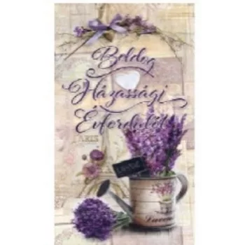   FALI TÁBLA LEVENDULÁS 15X25CM "BOLDOG HÁZASSÁGI ÉVFORDULÓT"