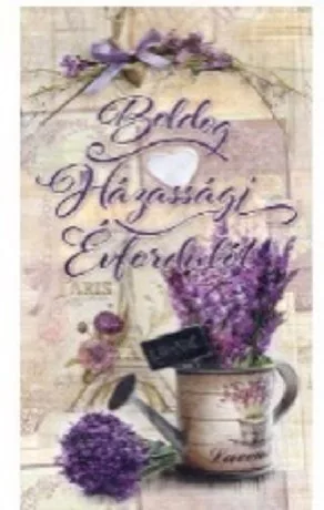FALI TÁBLA LEVENDULÁS 15X25CM "BOLDOG HÁZASSÁGI ÉVFORDULÓT"