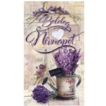 FALI TÁBLA LEVENDULÁS 15X25CM "BOLDOG NÉVNAPOT"