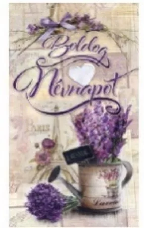 FALI TÁBLA LEVENDULÁS 15X25CM "BOLDOG NÉVNAPOT"