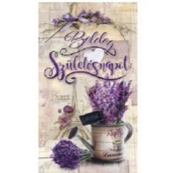   FALI TÁBLA LEVENDULÁS 15X25CM "BOLDOG SZÜLETÉSNAPOT"