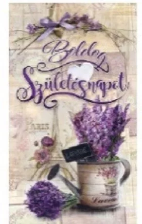 FALI TÁBLA LEVENDULÁS 15X25CM "BOLDOG SZÜLETÉSNAPOT"