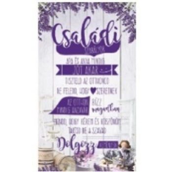   FALI TÁBLA LEVENDULÁS 15X25CM "CSALÁDI SZABÁLYOK"