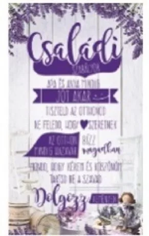FALI TÁBLA LEVENDULÁS 15X25CM "CSALÁDI SZABÁLYOK"