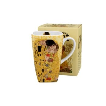 BÖGRE SZÖGLETES PORCELÁN 650ML KLIMT KISS EKRÜ