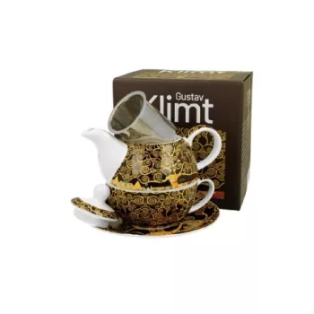   TEAKANNA SZŰRŐS + CSÉSZE ALJJAL 300/350ML KLIMT ÉLETFA BARNA