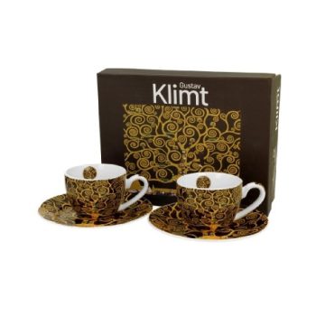   KÁVÉSKÉSZLET 2 SZEMÉLYES CSÉSZE+ALJ 110ML KLIMT ÉLETFA BARNA