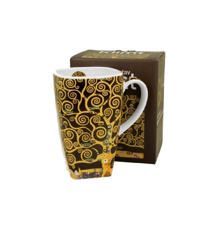 BÖGRE SZÖGLETES PORCELÁN 650ML KLIMT ÉLETFA BARNA