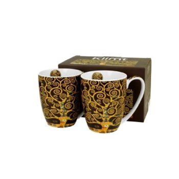 BÖGRE SZETT PORCELÁN 2DB-OS 360ML KLIMT ÉLETFA BARNA
