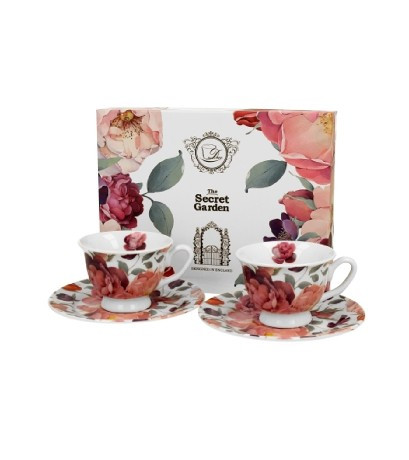 KÁVÉSKÉSZLET 2 SZEMÉLYES CSÉSZE+ALJ 100ML VIRÁG - RÓZSA