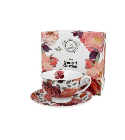 CSÉSZE+ALJ PORCELÁN 250ML VIRÁG -RÓZSA