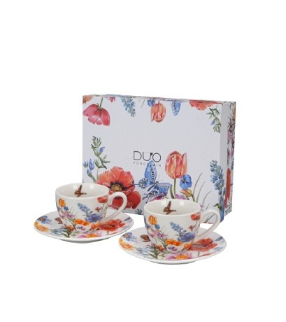 KÁVÉSKÉSZLET 2 SZEMÉLYES CSÉSZE+ALJ 110 ML SPRING