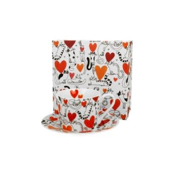 CSÉSZE+ALJ SZETT 1 SZEMÉLYES 230ML MACSKÁS - SZÍV