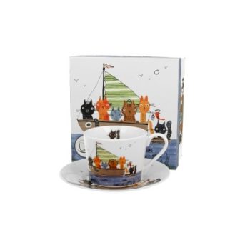 CSÉSZE+ALJ SZETT 1 SZEMÉLYES 230ML MACSKÁS - HAJÓ