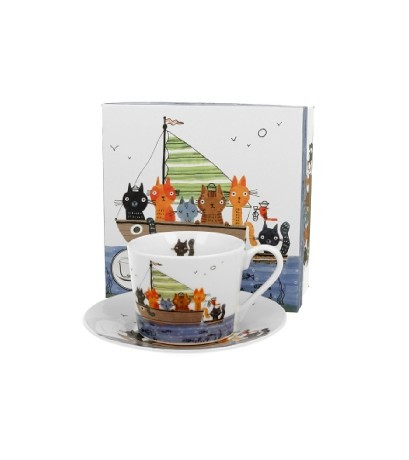 CSÉSZE+ALJ SZETT 1 SZEMÉLYES 230ML MACSKÁS - HAJÓ