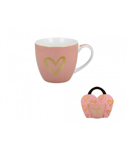 BÖGRE PORCELÁN 460ML SZÍV PINK