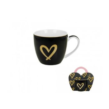 BÖGRE PORCELÁN 460ML SZÍV FEKETE