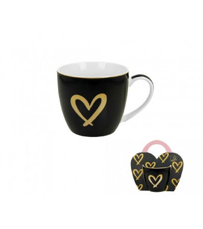 BÖGRE PORCELÁN 460ML SZÍV FEKETE