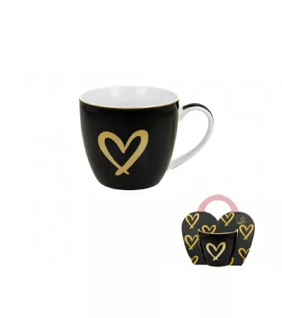 BÖGRE PORCELÁN 460ML SZÍV FEKETE