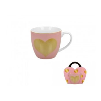 BÖGRE PORCELÁN 460ML SZÍV PINK