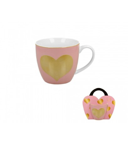 BÖGRE PORCELÁN 460ML SZÍV PINK