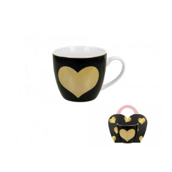 BÖGRE PORCELÁN 460ML SZÍV FEKETE