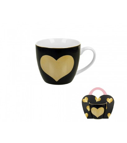 BÖGRE PORCELÁN 460ML SZÍV FEKETE