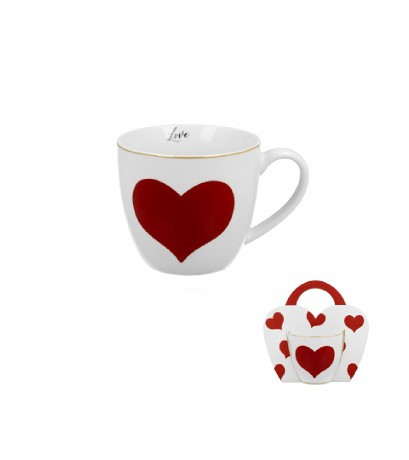 BÖGRE PORCELÁN 460ML SZÍV VÖRÖS