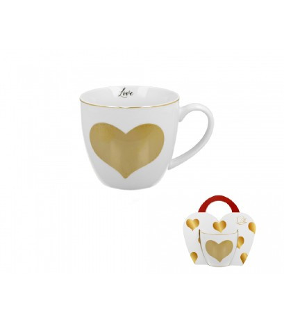 BÖGRE PORCELÁN 460ML SZÍV ARANY