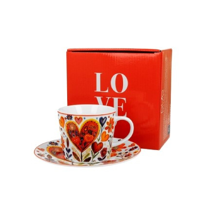 CSÉSZE+ALJ PORCELÁN 240ML SZÍV NÉPI