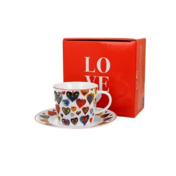 CSÉSZE+ALJ PORCELÁN 240ML SZÍV NÉPI