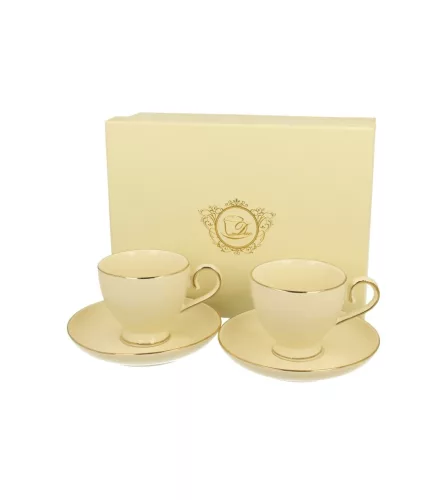 MOKKÁS CSÉSZE+ALJ SZETT PORC. 2SZ. ECRU VICTORIA 150ML